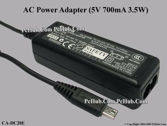 Canon CA-DC20E Camera- AC Adapter 5V 700mA, 2-prong