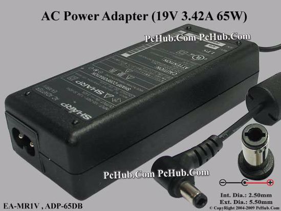 Sharp Common Item (Sharp) AC Adapter- Laptop 19V 3.42A, 5.5/2.5mm, 2-Prong