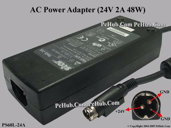 Other Brands Star Micronics AC Adapter 20V Above PS60L-24A, 24V 2A, 3-pin DIN, (IEC C1