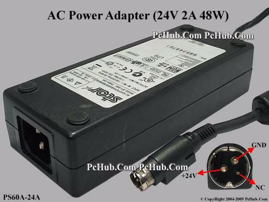 Other Brands Star Micronics AC Adapter 20V Above PS60A-24A, 24V 2A, 3-pin DIN, (IEC C1