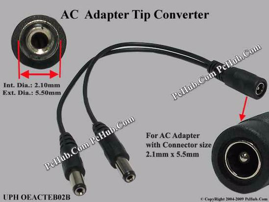 ACP Plug DC Tip Shunting 5.5 x 2.1mm to 5.5/2.1mm, 2 Shunting Plugs, 200mm.