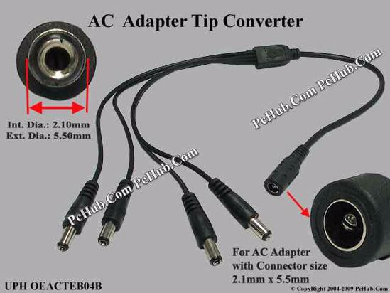 ACP Plug DC Tip Shunting 5.5 x 2.1mm to 5.5/2.1mm, 4 Shunting Plugs, 400mm.