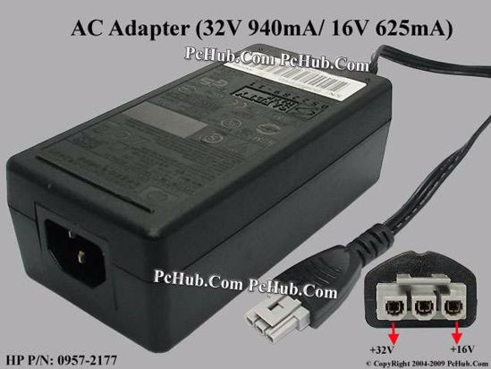 HP Common Item (HP) AC Adapter 20V Above 0957-2177, 32V 940mA/ 16V 625mA, 3-pin, (IEC