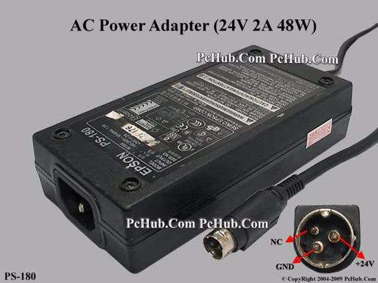 Epson PS-180 AC Adapter 20V Above 24V 2A, 3-Pin P1=V