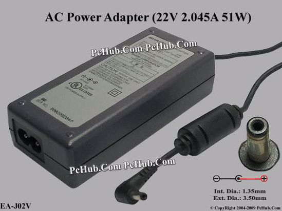 Sharp Common Item (Sharp) AC Adapter 20V Above 22V 2.045A, 3.5/1.35mm, 2-Prong, New