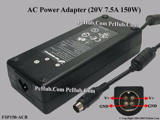 FSP Group Inc FSP150-ACB , 76-M12CO-001 AC Adapter- Laptop 20V 7.5A, 4-Pin P1 4=V