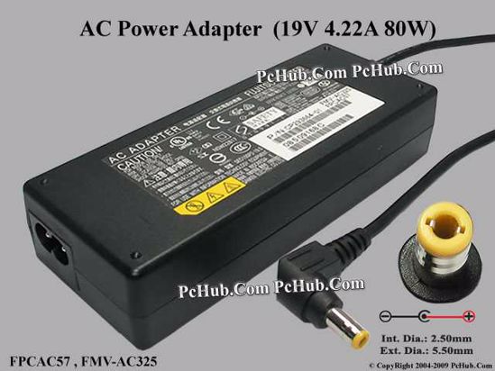 Fujitsu Common Item (Fujitsu / Fujitsu Siemens) AC Adapter- Laptop 19V 4.22A, Barrel 5.5