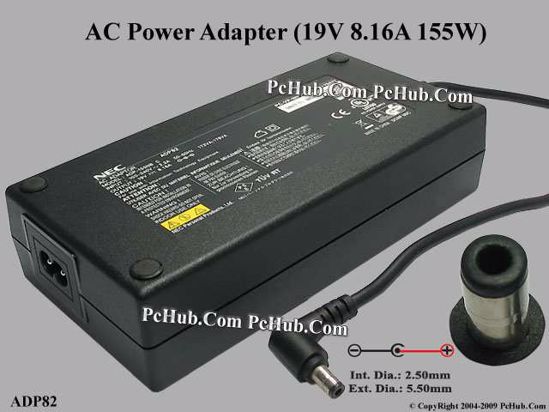 NEC Common Item (NEC) AC Adapter- Laptop ADP82, 19V 8.16A, 2-prong