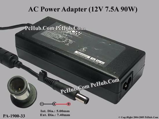 LITE-ON PA-1900-33 AC Adapter- Laptop 12V 7.5A, Pin, 3-prong