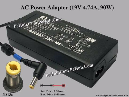 HP Common Item (HP) AC Adapter- Laptop f5104a, 19V 4.74A, Tip-M, 2-prong