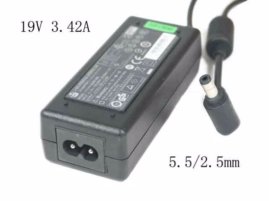 Li Shin 0225C1965 AC Adapter- Laptop 19V 3.42A, 5.5/2.5mm, 2-Prong