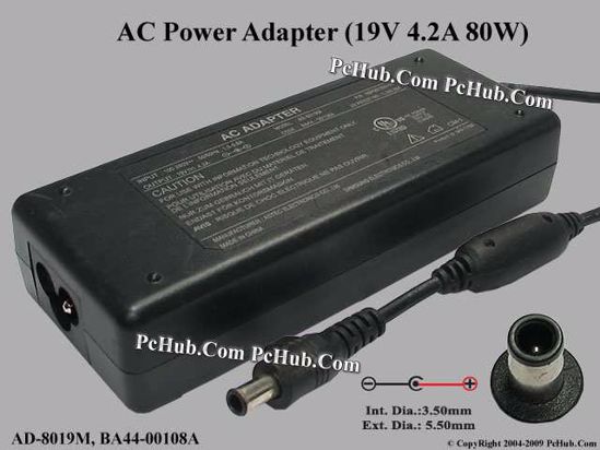 Samsung Laptop Common Item (Samsung Laptop) AC Adapter- Laptop AD-8019M, 19V 4.2A, Tip-I