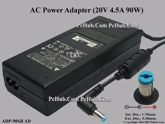 Delta Electronics ADP-90SB AD AC Adapter- Laptop 20V 4.5A, 5.5/1.7mm, 2-Prong