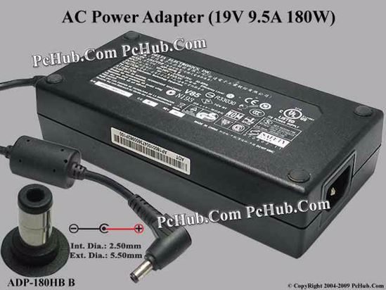 Delta Electronics ADP-180HB AC Adapter- Laptop 19V 9.5A, 5.5/2.5mm, C14