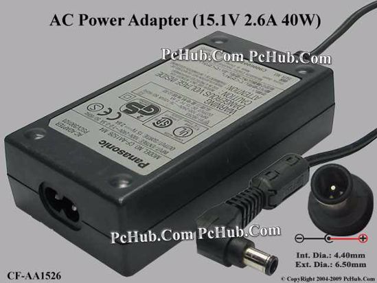 Panasonic Common Item (Panasonic) AC Adapter- Laptop CF-AA1526, 15.1V 2.6A, Tip E