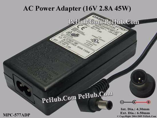 Casio MPC-577ADP AC Adapter- Laptop 16V 2.8A, Tip E, 2-prong