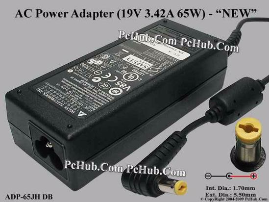 Delta Electronics ADP-65JH DB AC Adapter NEW Original 19V 3.42A, 5.5/1.7mm, 3-Prong, NEW