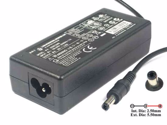 Other Brands Hitek Power Corp AC Adapter 20V Above 20V 2.5A, 5.5/2.5mm, 3-Prong