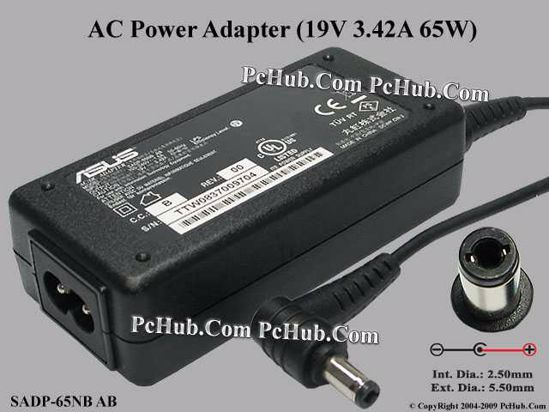 ASUS Common Item (Asus) AC Adapter- Laptop 19V 3.42A, 5.5/2.5mm, 2-Prong