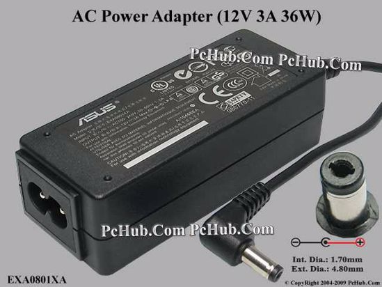 ASUS Common Item (Asus) AC Adapter- Laptop 12V 3A, 4.8/1.7mm, 2-Prong