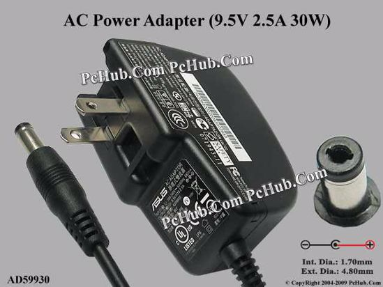 ASUS Common Item (Asus) AC Adapter- Laptop 9.5V 2.5A, Tip A,