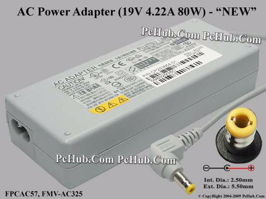 Fujitsu Common Item (Fujitsu / Fujitsu Siemens) AC Adapter- Laptop 19V 4.22A, 5,5/2.5mm,