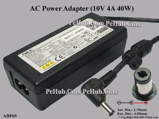 NEC Common Item (NEC) AC Adapter- Laptop 10V 4A, 4.8/1.7mm, 2-Prong