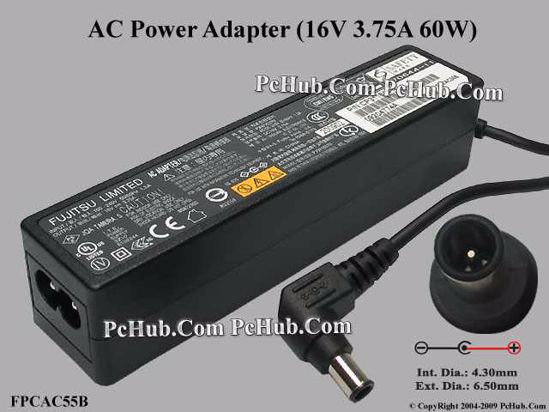 Fujitsu Common Item (Fujitsu / Fujitsu Siemens) AC Adapter- Laptop 16V 3.75A, 6.5/4.3mm