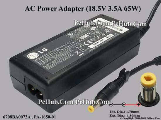 LG Common Item (LG) AC Adapter- Laptop 18.5V 3.5A, 4.8/1.7mm, 2-Prong