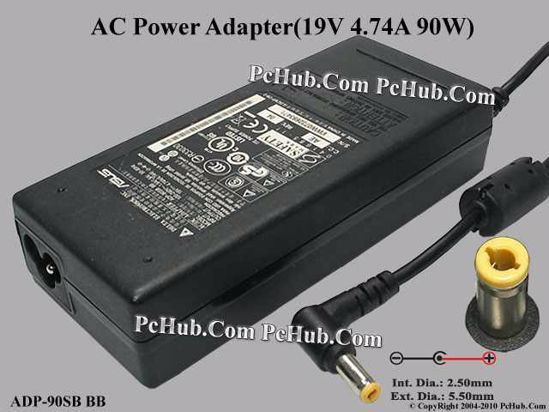 ASUS Common Item (Asus) AC Adapter- Laptop 19V 4.74A, 5.5/2.5mm 12mm, 3-Prong