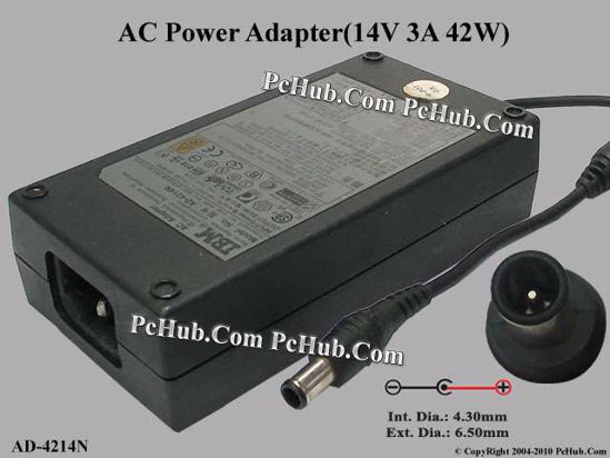 IBM Common Item (IBM) AC Adapter 13V-19V 14V 3A, 6.5/4.3mm With Pin, C14