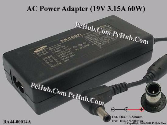 Samsung Laptop Common Item (Samsung Laptop) AC Adapter- Laptop AD-6019, BA44-00014A, 19V