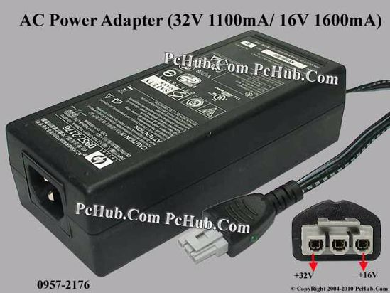 HP Common Item (HP) AC Adapter 20V Above 0957-2176, 32V 1.1A, 16V 1.6A, 3-pin, (IEC C1