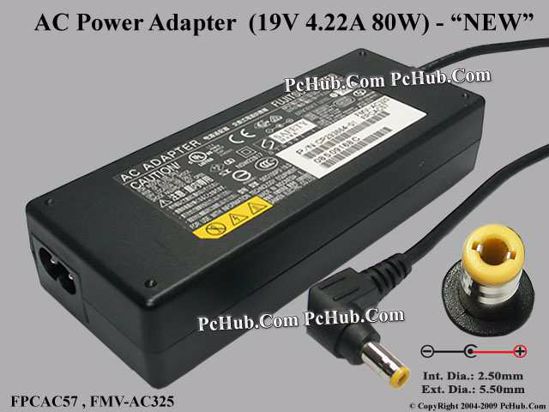 Fujitsu Common Item (Fujitsu / Fujitsu Siemens) AC Adapter- Laptop 19V 4.22A, Barrel 5.5