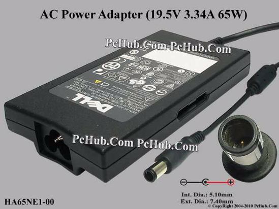 Dell Common Item (Dell) AC Adapter- Laptop 19.5V 3.34A, 7.4/5.0mm With Pin, 3-Prong, Thi