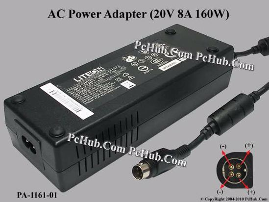 LITE-ON PA-1161-01 AC Adapter- Laptop 20V 8A, 4-Pin P1 4=V