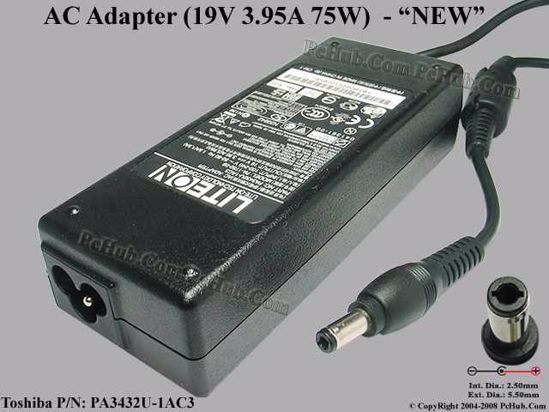 Toshiba Common Item (Toshiba) AC Adapter NEW Original 19V 3.95A, 5.5/2.5mm, 3-Prong, New