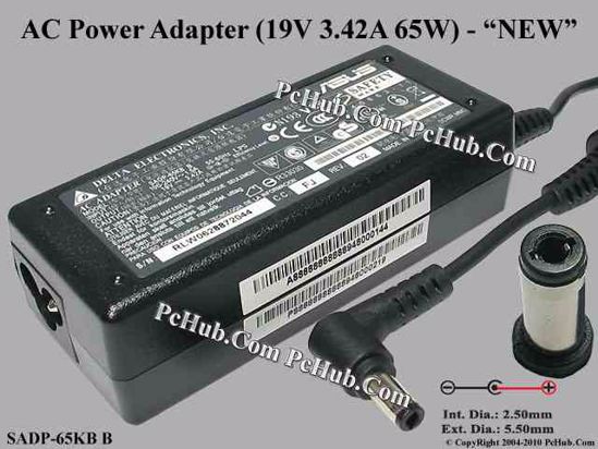 ASUS Common Item (Asus) AC Adapter NEW Original 19V 3.42A, 5.5/2.5mm, 3-Prong, New