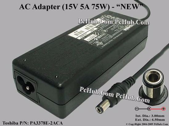 Toshiba Common Item (Toshiba) AC Adapter NEW Original 15V 5A, 6.3/3.0mm, 3-Prong, New