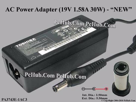 Toshiba Common Item (Toshiba) AC Adapter NEW Original 19V 1.58A, 5.5/2.5mm 12mm, 3-Prong