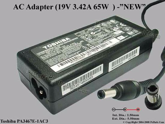 Toshiba Common Item (Toshiba) AC Adapter NEW Original 19V 3.42A, 5.5/2.5mm, 3-Prong, New