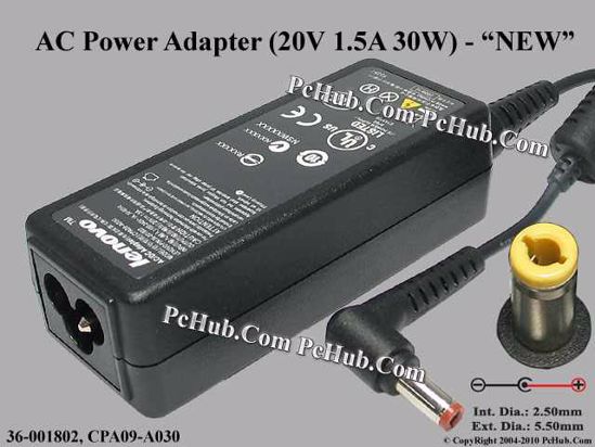 Lenovo Common Item (Lenovo) AC Adapter NEW Original 36-001802, 20V 1.5A, TIP M, 3-prong