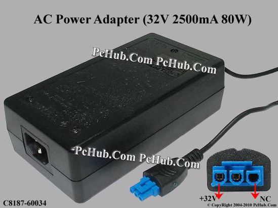 HP Common Item (HP) AC Adapter 20V Above 32V 2.5A 3 Hole Connector, IEC C14