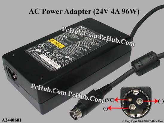 NEC Common Item (NEC) AC Adapter 20V Above A2440S01, 24V 4A, 3P P1=V