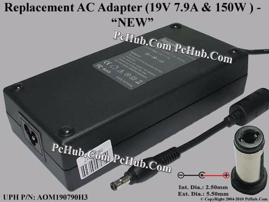 For Acer Laptop AC Adapter Compatible ADP-150CB B, 19V 7.9A, 5.5mm x 2.5mm