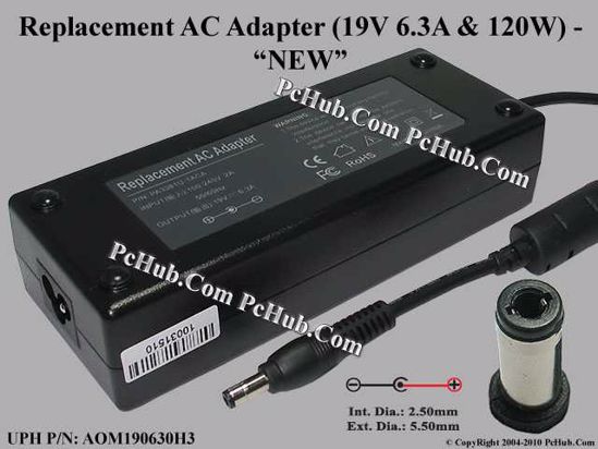 For Toshiba Laptop AC Adapter Compatible 19V 6.3A, 5.5/2.5mm, 3-Prong, New