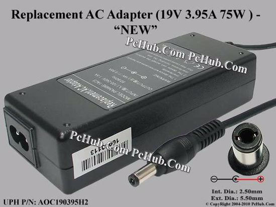 For Toshiba Laptop AC Adapter Compatible 19V 3.95A, 5.5/2.5mm, 2-Prong, New