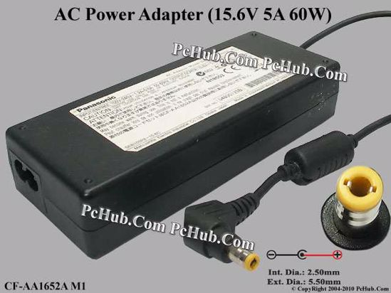 Panasonic Common Item (Panasonic) AC Adapter- Laptop 15.6V 5A, 5.5/2.5mm, 2-Prong