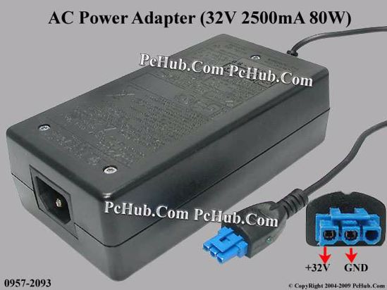 HP Common Item (HP) AC Adapter 20V Above 0957-2093, 32V 2500mA,3- Hole, (IEC C14)