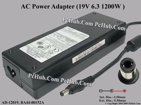 Samsung Laptop Common Item (Samsung Laptop) AC Adapter- Laptop 19V 6.3A, 5.5/2.5mm, 3-Pr